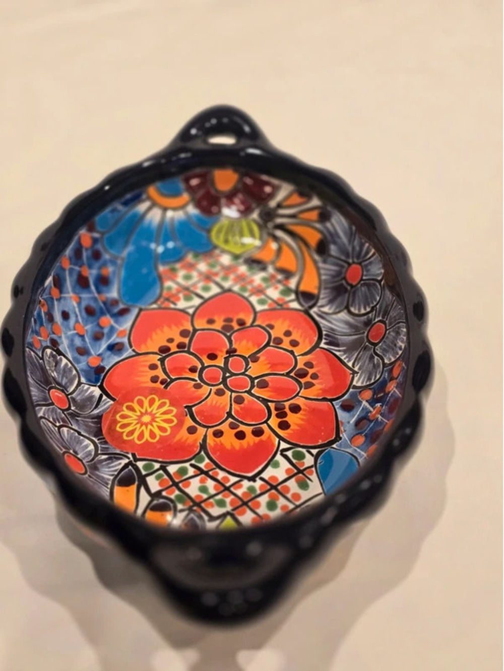 Handmade Castillo Talavera Mexican Pottery Serving Dish Floral Ceramic Bowl - Picture 3 of 6